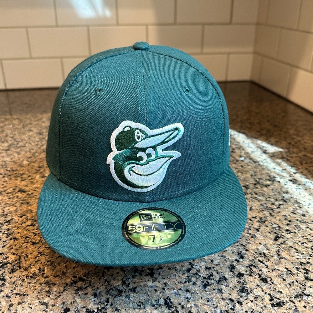 Baltimore Orioles Hat New Era 59FIFTY Fitted Baseball Cap 7 1/8 Green New